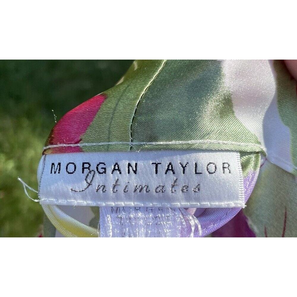Vintage Morgan Taylor Slip Dress Peignoir Robe Lingerie Set M Pink Floral Satin - Picture 7 of 11